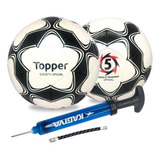Bola Futebol Society Topper Slick 22 Resistente Com Bomba Ar