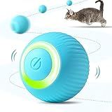 Bola Inteligente Elétrica Pet Interativa Recarregável USB Para Gatos E Cachorros Bola Que Corre Sozinha Brinquedo Para Gatos E Cães Silicone Com LED Acompanha Carregador Azul