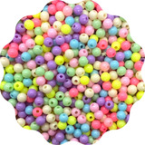 Bola Leitosa Plastica Miçanga Colorida 6mm 500 Peças Zip
