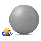 Bola Pilates Suiça Yoga 55cm Ginástica Abdominal C Bomba Cor Cinza