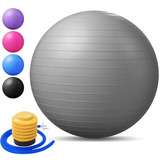 Bola Pilates Suiça Yoga 65cm Ginástica Abdominal Com Bomba Cor Cinza