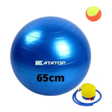 Bola Pilates Yoga Fisioterapia Musculação 65 Cm C Bomba Cor Azul