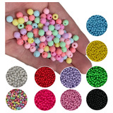 Bola Plastica Leitosa 6mm Com Furo 500 Unid Miçanga Pulseira