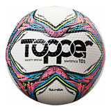 Bola Society Samba Sintética Td1 Topper Cor Branco amar Neon verde Mar