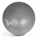Bola Suíça Vollo Para Pilates E Yoga Gym Ball 55cm Com Bomba Suporta Até 300kg Anti Estouro Superfície Antiderrapante Ginástica Fitness Fortalecimento Cinza