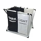 BolaAzul Cesto De Roupas Organizador Duplo Para Lavanderia Inox Dobra