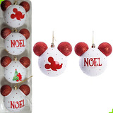 Bolas De Natal Disney Mickey Ouro preta vermelha 8cm Cromus Cor Branco Bola Natalinas Da Disney Mickey