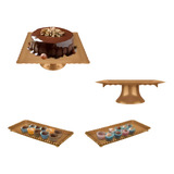 Boleira Bandeja Porta Bolo Doces Festa Mesa Luxo 3 Pçs