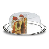 Boleira Com Tampa Cúpula Transparente E Base Aço Inox Brinox Cor Prateado