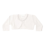 Bolerinho Infantil Branco Bordado Pérolas Batizado Papilloo