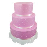 Bolo Fake Maquete Casamento Rosa Com Perolas