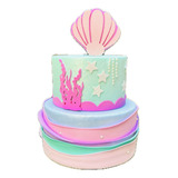 Bolo Fake Maquete Sereia Concha Mod2 Fundo Do Menina Mar