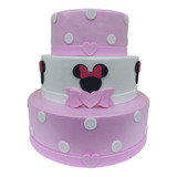 Bolo Fake Minie Rosa Decorado Sem Emenda Pronto P Festa