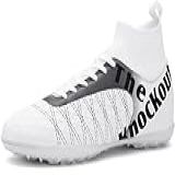 Bolognifi Chuteiras De Futebol Para Treinamento Esportivo Ao Ar Livre De Cano Alto Juvenil Botas De Futebol Antiderrapantes E Respiráveis Color White 5r Size 37 BR 
