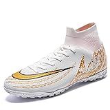 Bolognifi Chuteiras Masculinas De Cano Alto Para Treinamento Ao Ar Livre Botas De Futebol De Grama Calçados Esportivos White 40 BR 