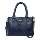 Bolsa Azul Marinho Feminina Mão Transversal Tirac Couro Legi