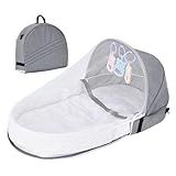 Bolsa Berço Portátil Bebê Recém Nascido Mochila Dobrável Anti Mosquito Ninho Criança Cama Proteção Infantil -Cinza-