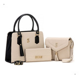 Bolsa Bolsa Transversal Kit Selten Casual Bolsa Feminina Transversal Creme