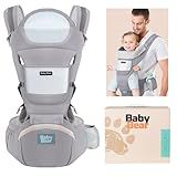 Bolsa Canguru Ergonômico Bebê Mãe Premium - 12 Posições - 3 Em 1 - Bolsos Frontais E Laterais - Proteção E Segurança -Cinza-