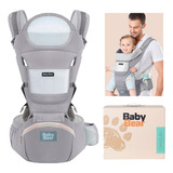Bolsa Canguru Ergonômico Bebê Mãe Premium 12 Posições 3 Em 1 Baby Bear Cor Cinza