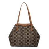 Bolsa Classe Couro Legítimo Shopping Bag Canvas Marrom 3200