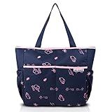 BOLSA DE BEBÊ MATERNIDADE ESTAMPADA COM 4 BOLSINHOS E TROCADOR IMPERMEÁVEL JACKI DESIGN AZUL PINK