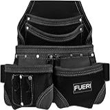 Bolsa De Ferramentas De Couro Para Carpinteiros 5 Porta Ferramentas Kit De Cinto Suporte De Ferramentas Resistente Com 2 Bolsos Frontais Para Lápis Organizador De Ferramentas Rebitadas Costuras Reforçadas PRETA 