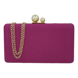 Bolsa De Festa Clutch Linho Carteira De Mão Com Alça Feminin Cor Roxo Fucsia