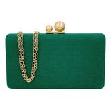Bolsa De Festa Clutch Linho Carteira De Mão Com Alça Feminin Cor Verde