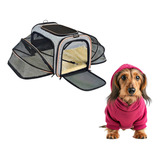 Bolsa De Transporte Expansível Pets Com Moletom Rosa