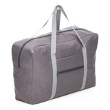 Bolsa De Viagem Mala De Mão Dobrável Sacola Em Nylon Cor Cinza Liso