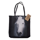 Bolsa Estampa Cavalo horse Tecido Brim Preto