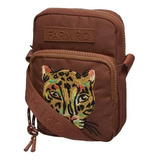 Bolsa Farm Da Gema Tigre 78318955 Acambamento Dos Ferragens Níquel Cor Marrom Correia De Ombro Marrom Desenho Do Tecido Lisa