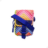 Bolsa Farm Fervo Arco íris Tropical Transversal Shoulder Bag Acambamento Dos Ferragens Níquel Cor Azul Correia De Ombro Azul Desenho Do Tecido Arco íris Tropical Off White