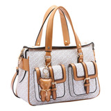 Bolsa Feminina Chenson 348414 Monograma Letra Pontilhada Cor Off Cor Da Correia De Ombro Cor Da Bolsa