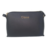 Bolsa Feminina Classe Couro Alça Transversal Ajustável 2136 Cor Preto