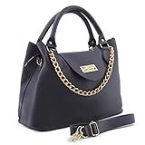 Bolsa Feminina Com Alça De Mão E Ombro Reajustável E Com Bolso Externo Detalhe Em Corrente Preto