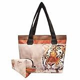 Bolsa Feminina Com Necessaire Tigre Laranja