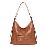 Bolsa Feminina Couro Cor Marrom Correia De Ombro Marrom Desenho Do Tecido Liso