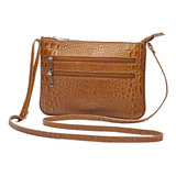 Bolsa Feminina Couro Legítimo Transversal Pequena Cor Caramelo Marrom Claro