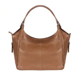 Bolsa Feminina Grande Couro Legítimo Ref 2300 Cor Caramelo Desenho Do Tecido Floter