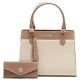 Bolsa Feminina Grande Mais Carteira Com Alça Transversal Santorini Handbag  Nude Creme 