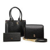 Bolsa Feminina Kit Com 3 Ks Grande baú carteira Promoção Fg