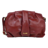 Bolsa Feminina Pequena Classe Couro Poch Com Zíper E Imã Cor Ruby