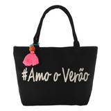 Bolsa Feminina Sacola Para Praia E Piscina Grande Reforçada Cor Preto