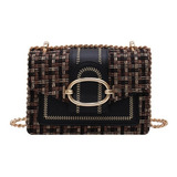 Bolsa Feminina Transversal Alça Corrente Lateral Xadrez