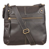 Bolsa Feminina Transversal Média Couro Legítimo B0252 Madamix Cor Preto
