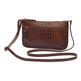 Bolsa Feminina Transversal Pequena Couro Legitimo Madamix Cor Marrom Chocolate