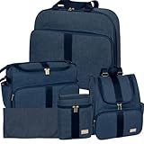 Bolsa Grande Mochila Mala Trocador Porta Mamadeira Para Maternidade Bebê Menino Menina Unissex Luxo Impermeável Azul Marinho 