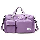 Bolsa Impermeável De Viagem E Academia Sport Com Bolso Alça Lateral Mochila Com 30L Capacidade Ideal Para Bagagem De Mão Roxo Claro 
